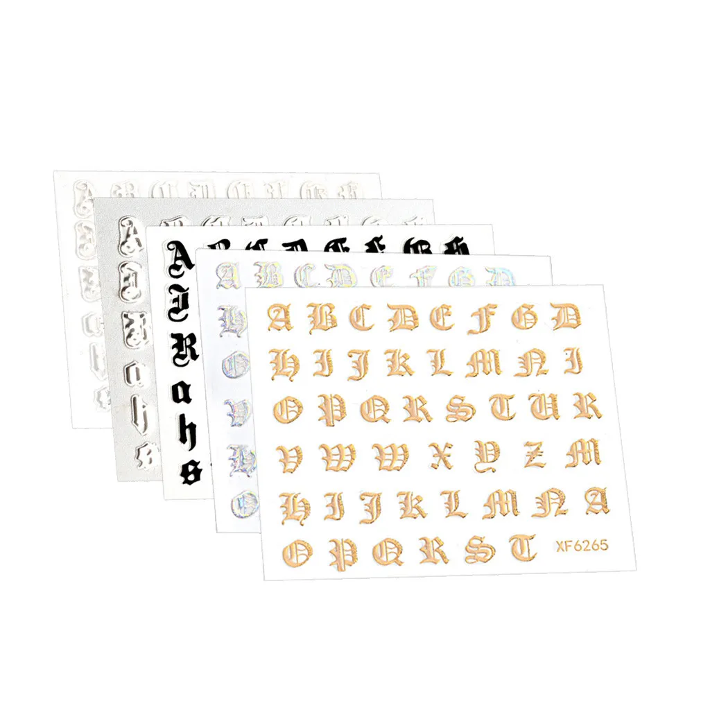 5PCS Nail Art Stickers Letter Reflections Tape Adhesive Foils DIY Decoration Self-adhesive Dropshipping ZJXM2 | Красота и здоровье