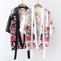 spring and autumn students students sweet temperament men and women casual loose short sleeved retro printed cardigan
