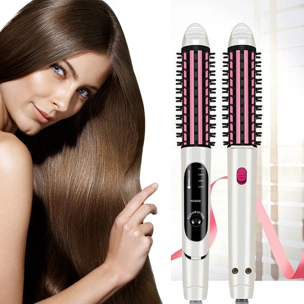 2 в 1 щетка для завивки волос Выпрямитель щипцы утюг профессиональный гребень