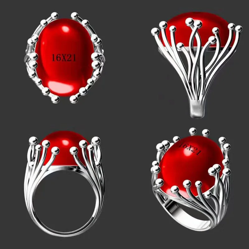 New  Heteromorphic Baroque 925 Sterling Silver Ring Blank Empty Tray Inlaid Crystal Turquoise Natural Gem Women Diy Accessories