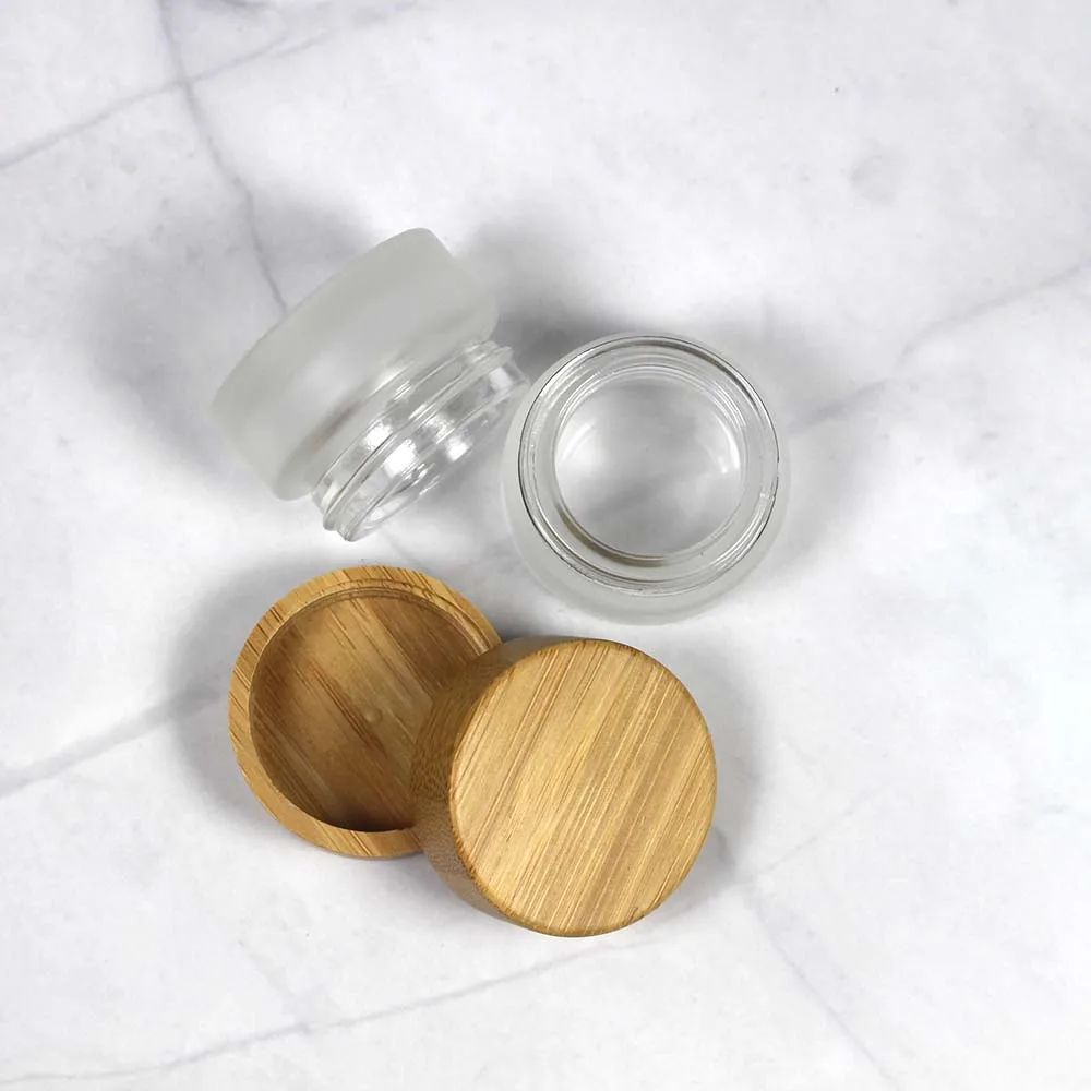 Mini-5g стеклянная Пустая банка косметический макияж бамбуковая крышка контейнер