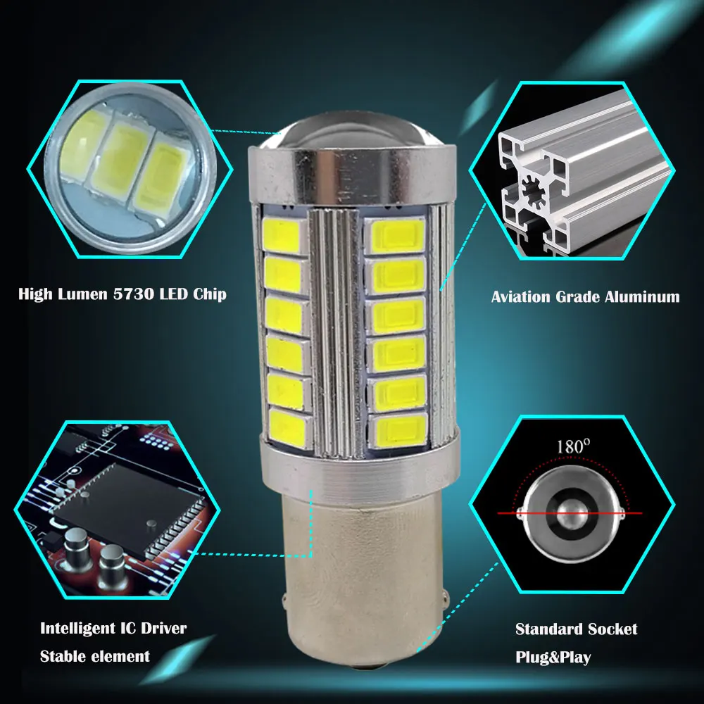 10 шт. T25 3157 светодиодный T20 7443 33 SMD 5730 светодиод резервный свет для автомобиля 1156 BA15S