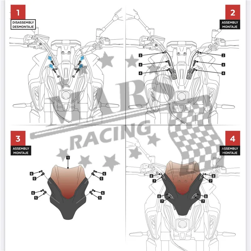 Для YAMAHA NEW MT07 MT-07 FZ07 mt07 2021 2022 мотоциклетный лобовое стекло алюминиевый комплект