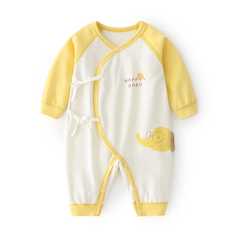 

Детский слитный комбинезон с длинным рукавом и мультяшным принтом слона комбинезоны для новорожденных мальчиков и девочек комбинезоны в с...