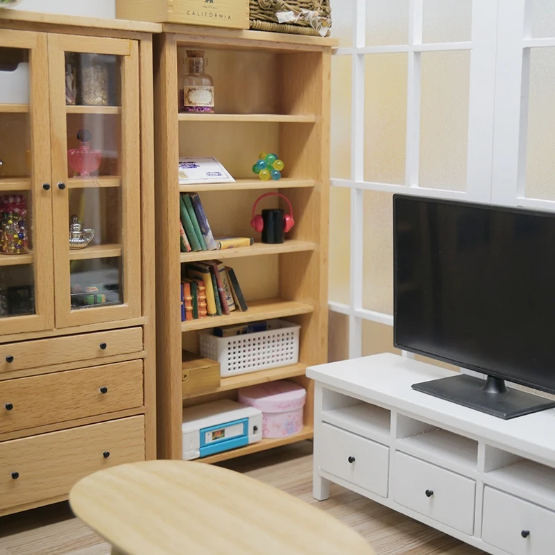 

1:12 Dollhouse Miniature Wood Display Cupboard Cabinet Showcase Doll House Decor Cabinet Cupboard Shelf