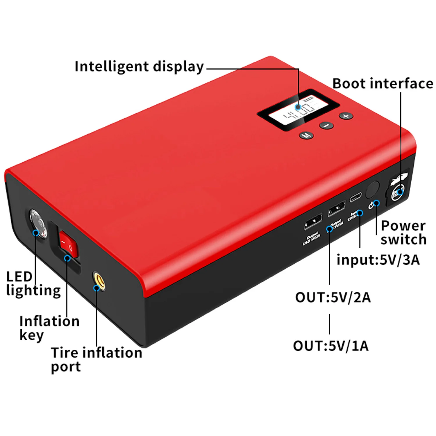 $139.00 Car Jump Starter with Air Compressor Vehicle Battery Booster Charger Tire Inflator Starting Device and Pump
