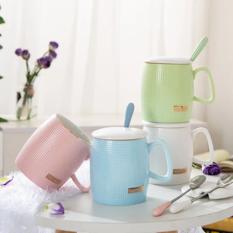 Кружка для завтрака керамическая чашка ложка кофейная девушек креативная