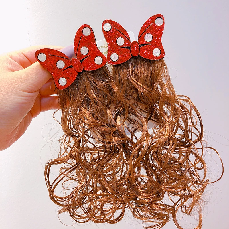 Заколка для волос с Микки и Минни Маус девочек Детский парик заколка красная