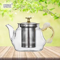 600ml glass teapot with tea strainer jade handle boiling kettle high temperature resistance tea infuser for tea brewing in mug