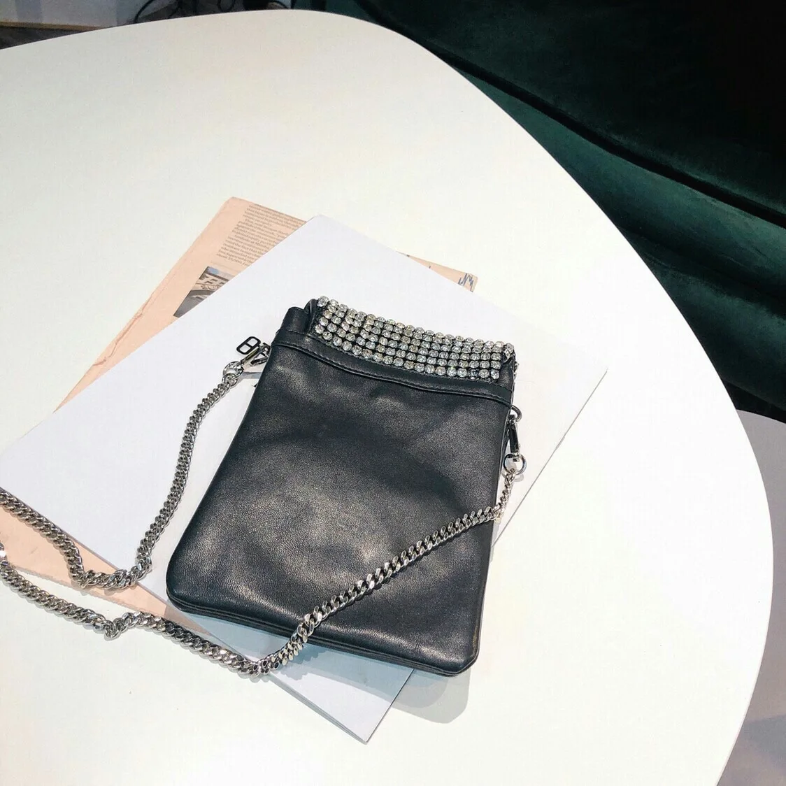 Water Drill Bag Small Square Bag with Cover Mobile Phone Bag One Shoulder Slant Bag Female