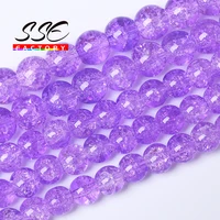 purple cracked crystal quartz beads natural stone round beads for jewelry making diy bracelets accessories 8 10 12mm 15 strand