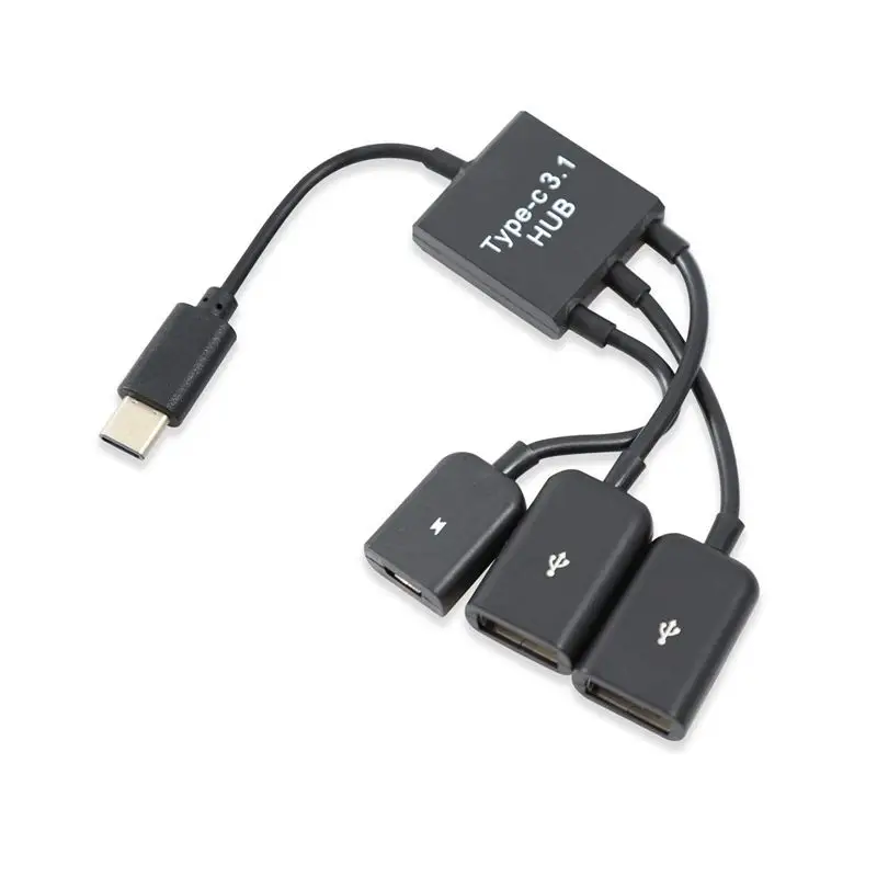 USB 3.1 Type C Male to 2 Dual A 2.0 Female + Micro-USB 3 in 1 OTG HUB | Электроника