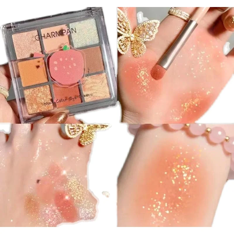 

zq Nine-Color Eye Shadow Shimmer Matte Earth Color Eye Shadow Plate Daily Nude Makeup Cheap Beginner Makeup