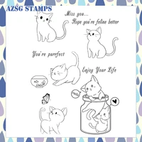 lazy cats transparent clear silicone stamps for diy scrapbookingcard makingkids crafts decoration supplies os 74