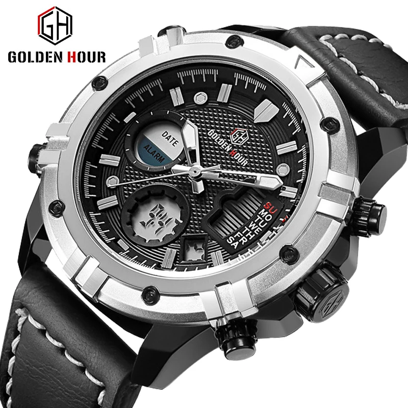 Goldenhour спортивные часы для мужчин Роскошные мужские от топ бренда s кварцевые