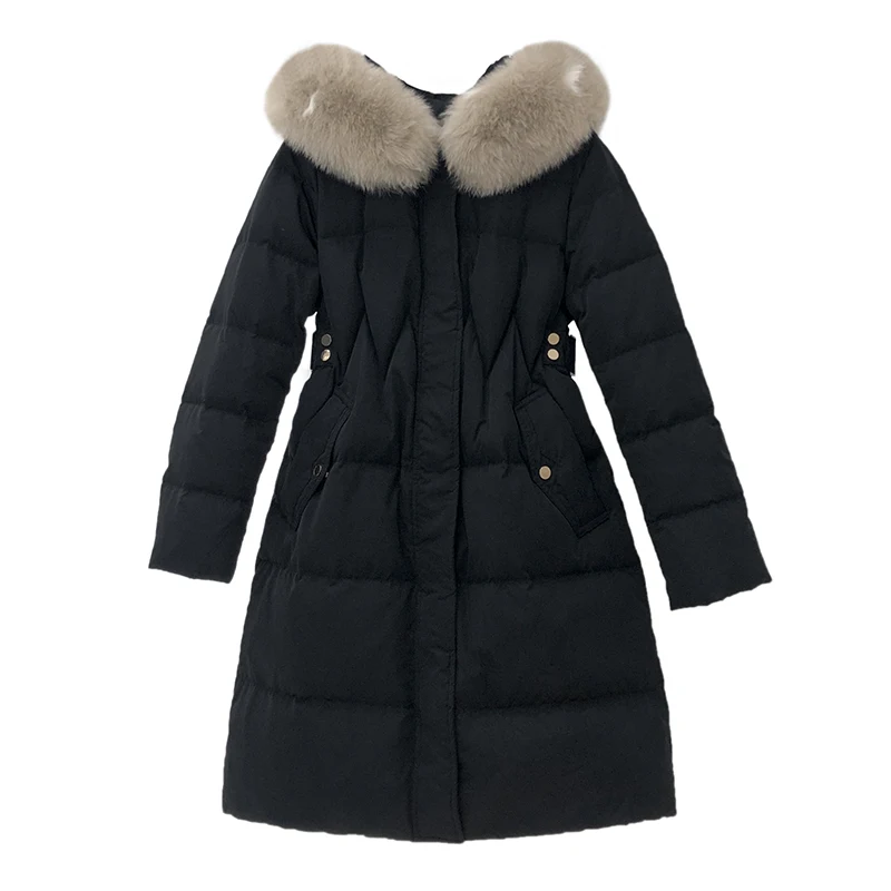 

clearance down jacket women's white duck down mid long style 2020 new women's waist slim winter coat women's wear