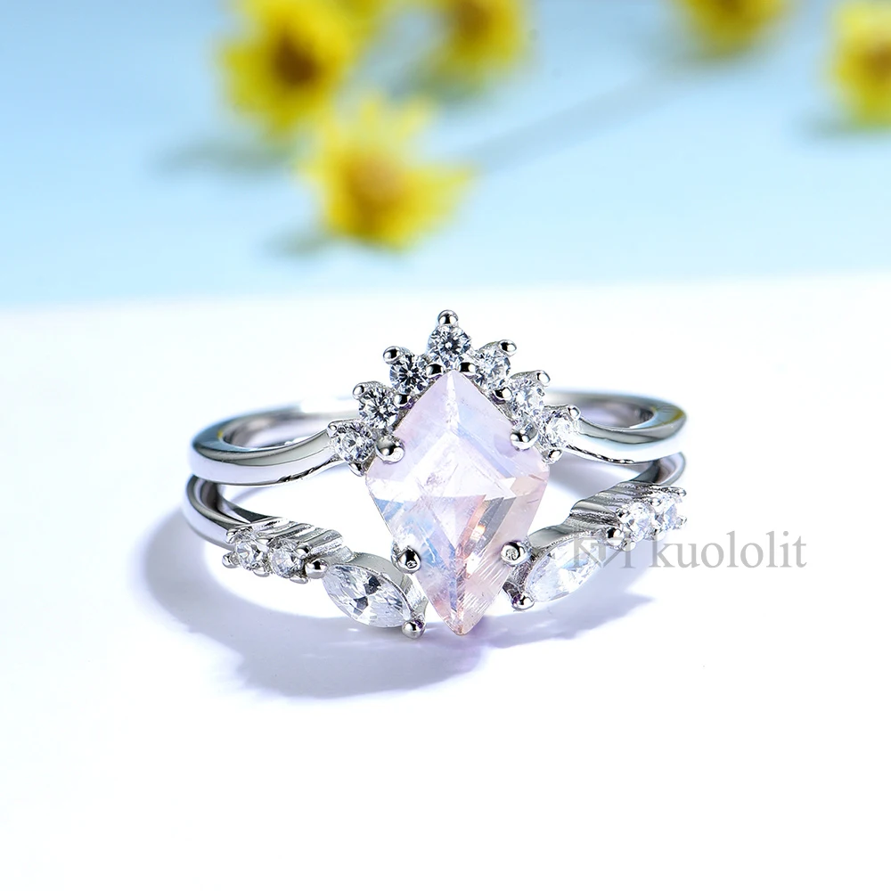 Женский набор колец с шестигранным кольцом Kuololit из розового золота 585 пробы