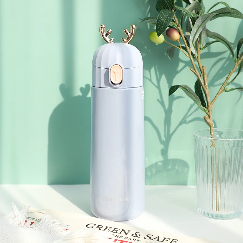 Bpa-free 270 мл милые 304 Термосы Из Нержавеющей Стали, двухслойные термосы с ушами оленя, термос, Дамская термальная бутылка для воды