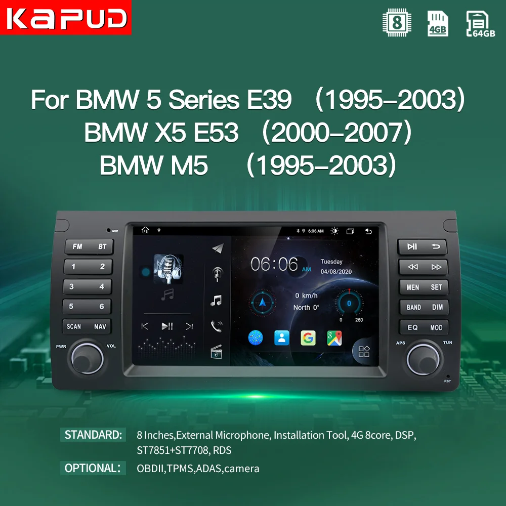Автомобильный мультимедийный плеер Kapud 4G Android 10 0 8 дюймов навигация для BMW X5 E53/5