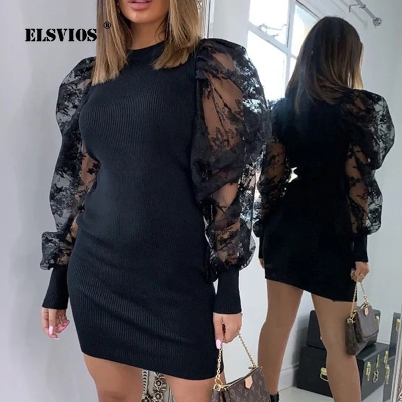 Сексуальное прозрачное платье с вышивкой и буфами на рукавах женское весеннее