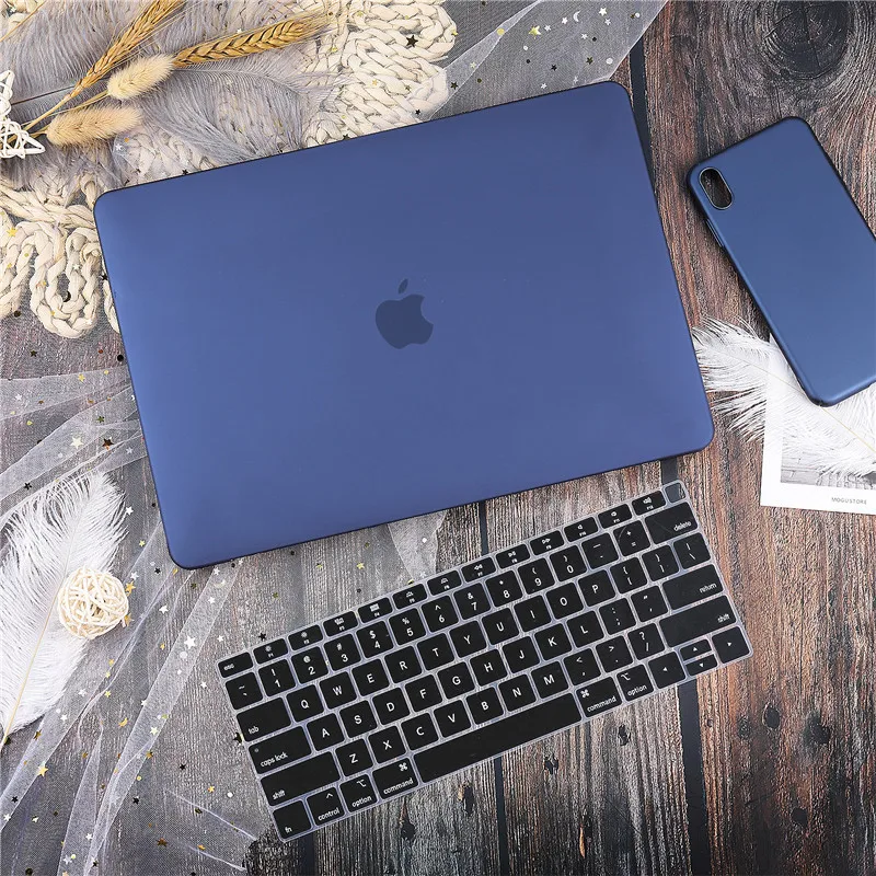 Matte navy blue Для Macbook Air retina 11 12 13," кристально чистый чехол для Macbook Air Pro 13 15 16 Touch Bar/Touch ID A1932 A2159 A2141 - Цвет: Matte navy blue