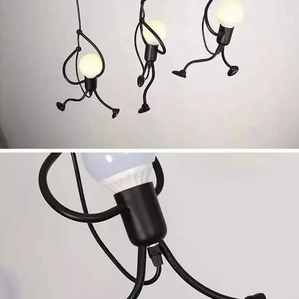 

Iron Little Man Chandelier Cartoon Doll Chandelier Swing Villain Chandelier Led Ceiling Lamp Home Living Room Decoration