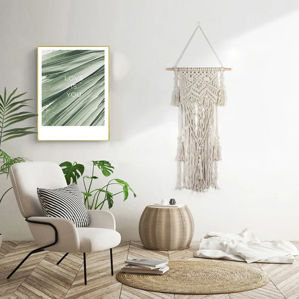 Стеновая тканевая занавеска для гостиной или спальни, украшение дома в креативном бохо-стиле, ручная вышивка из хлопка и льна.