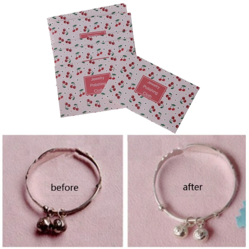 10Pcs Cute Cherry Double-Sided Polishing Cloths Jewelry Cleaning for Gold Silver and Platinum Watch Coins Cloth | Украшения и