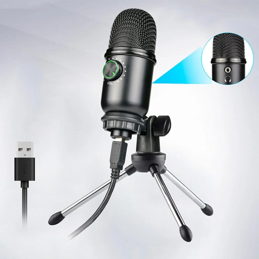 

Noise Reduction Mic Wired Condenser Microphone Mobile Phone Computer Live Streaming Online Course Recording Device Disc Bracket
