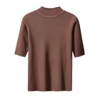 Женская трикотажная футболка HLBCBG, повседневная облегающая Однотонная футболка с круглым вырезом и коротким рукавом, на пуговицах, на весну-лето