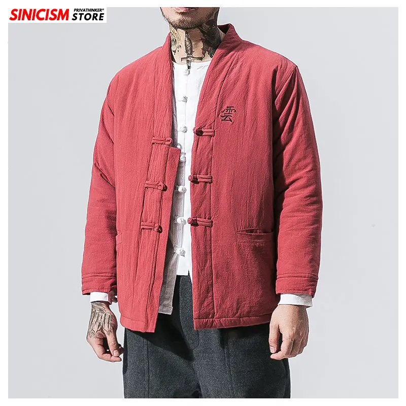 Sinicism Store Мужской сплошной Канат с поясом, хлопковая куртка, осенняя утолщенная тонкая куртка, Мужская Уличная винтажная куртка 5XL