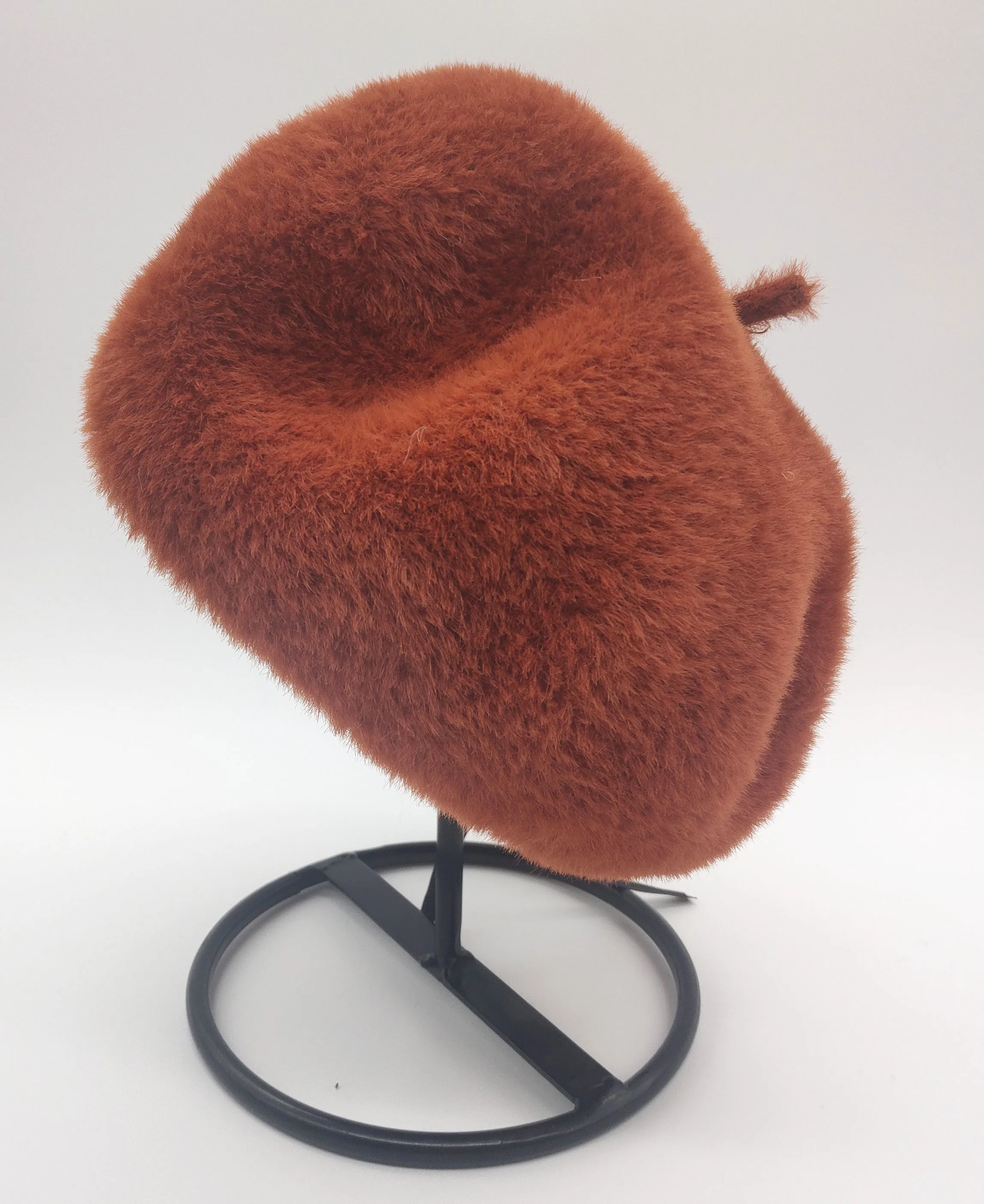 Женская Повседневная зимняя теплая шапка карамельного цвета Дамский берет для