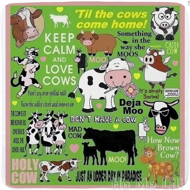 

Crush On Cows Flannel Throw Blanket Lovely Animals Green Grass Lightweight Soft Cozy All Season For Home Bed Sofa Chairs Dorm