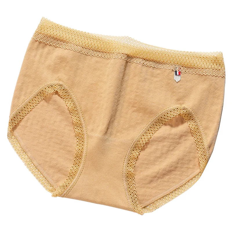 

New Seamless Lace Underwear Women Seamless Ice Silk Briefs Mid-Waist Hip Lifting Cotton Crotch Antibacterial Underwear