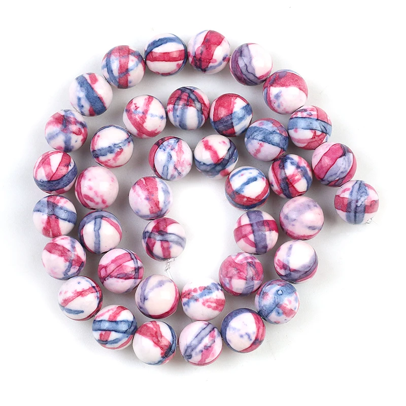 

Red Natural Stone Dark Blue Line Rain Color Round Beads 15''4/6/8/10/12mm for Jewelry Making DIY Bracelet Accessories
