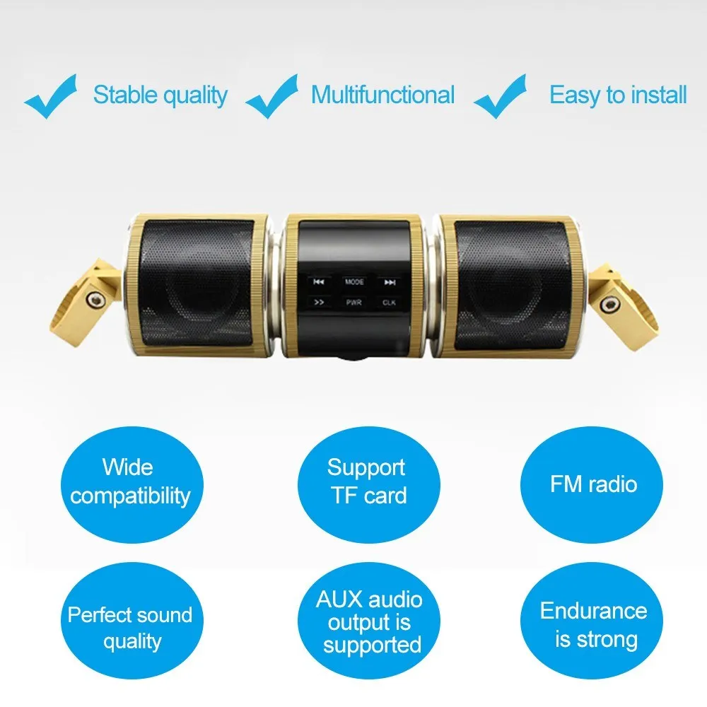 Мотоцикл MP3 музыкальный плеер BT водонепроницаемый стерео динамик со