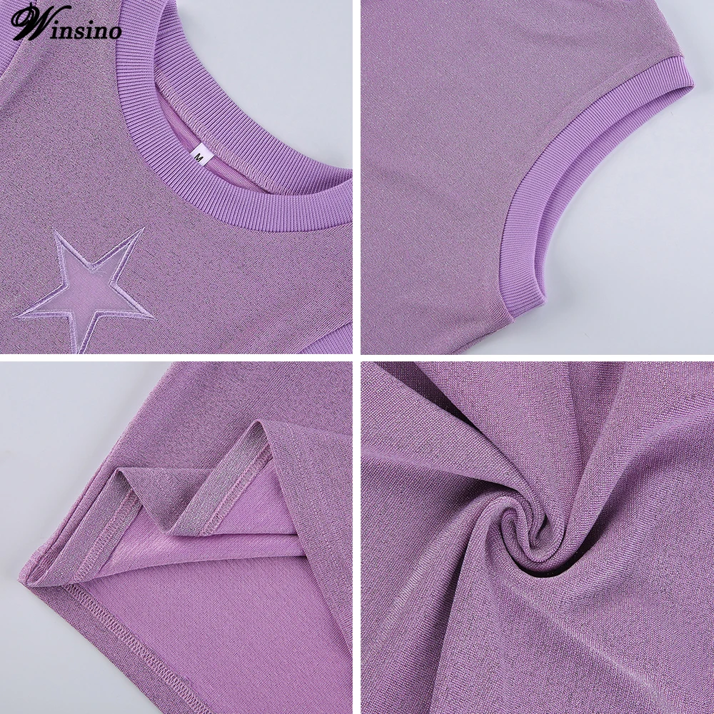 

Streetwear Purple Tank Tops Star Patchwork Women Summer 2021 Y2K Cute Camis Vintage Retro Casual Shirts Bright Silk Crop Top