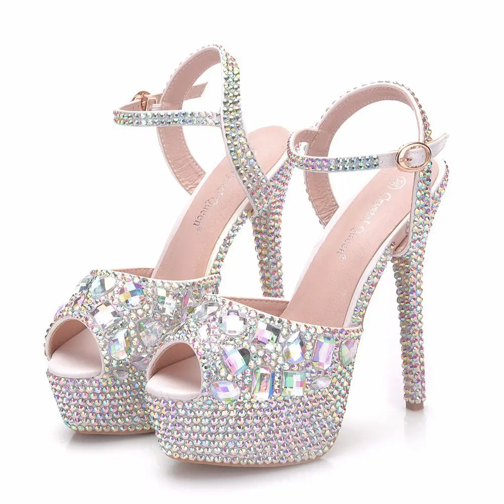 

high heel sandals thin heel diamond wedding shoes bridal shoes color diamond crystal sandals full diamond shoes