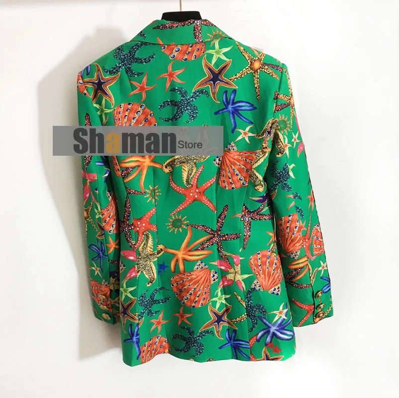 Luxury Design 2021 Runway High End 1:1 jacket women New Braned Starfish Shell Submarine Creature Print Long Sleeve girls blazer