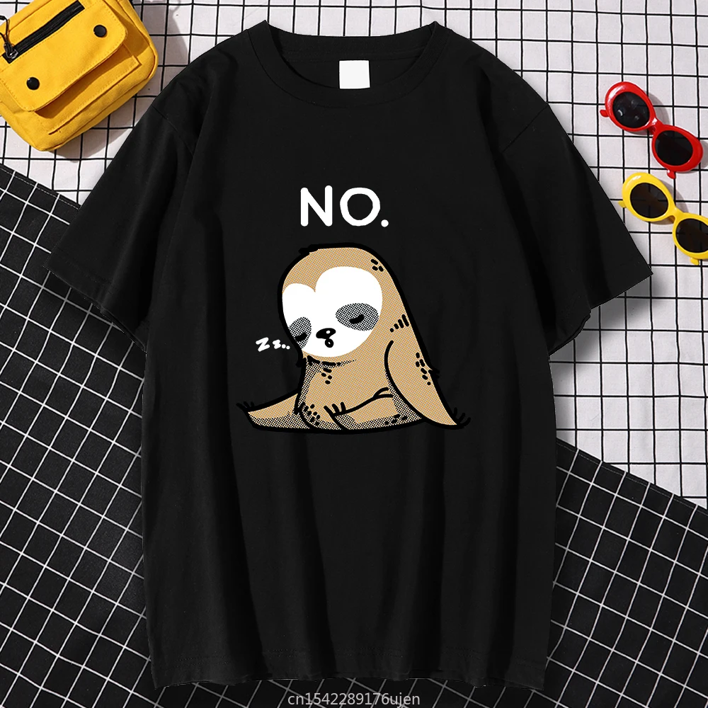 

Kohpweran Retro Streetwear Sloth Sitting Asleep Print Tshirt Women Fashion High Quality Short Sleeved Fashion O-Neck Tshirts