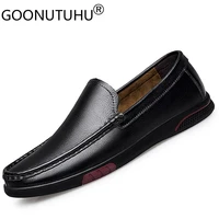 2022 new mens shoes casual genuine leather cow loafers male classics black slip on shoe man flat driving shoes for men hot sale