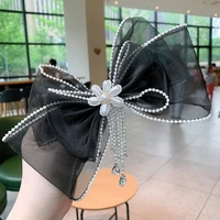light luxury pearl flower hair clip flash rhinestone bow hairpin spring clips pin headdress hair accessories for girls hairclips