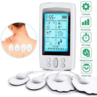 16 modes electronic pulse massager ems tens unit muscle stimulator pain relief therapy with 4pcs electrode pads rechargeable