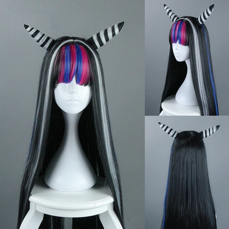 High Quality New Danganronpa Ibuki Mioda Cosplay Wigs 100cm Long Heat Resistant Synthetic Hair Perucas Wig + Cap | Тематическая