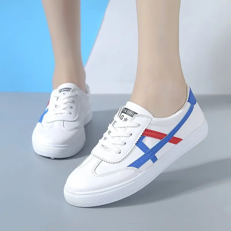 Женские белые туфли на плоской подошве Кроссовки из мягкой искусственной кожи