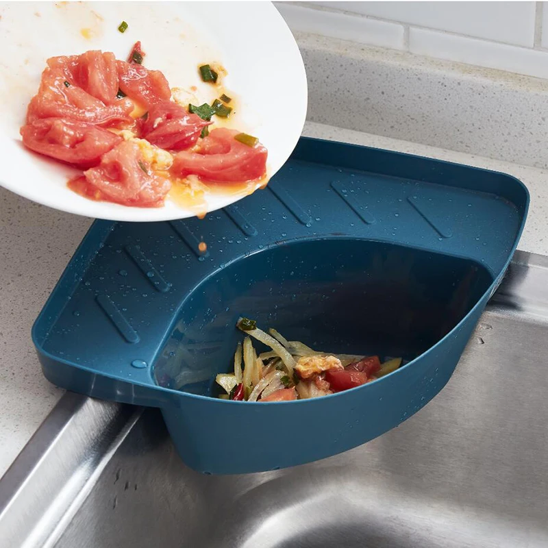 

Triangular Kitchen Sink Shelf Rack Sink Waste Filter Multifunctional Drain Basket Rack Fruit Vegetable Strainer Filter
