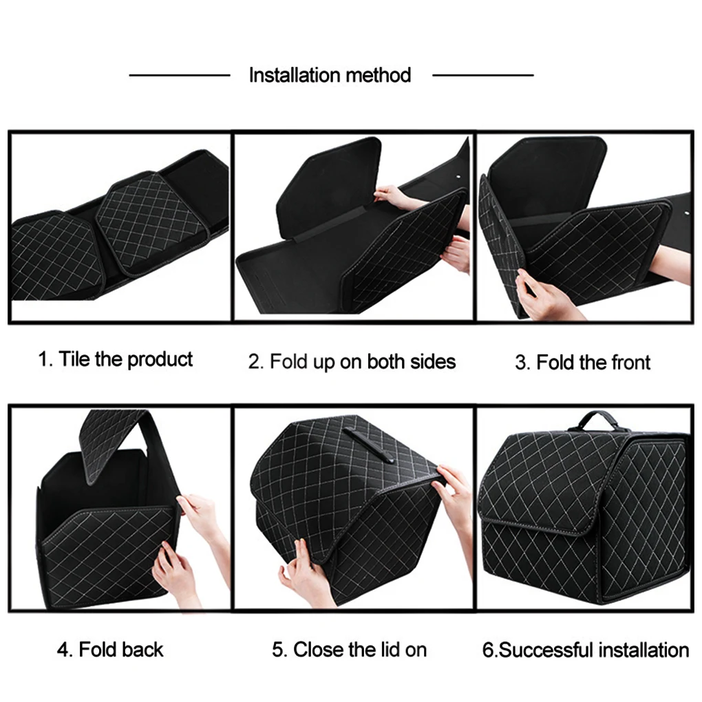 

Car Trunk Organizer Bag Foldable Leather Storage Box Portable Waterproof Auto Container Home Outdoor Folding Storage Bag