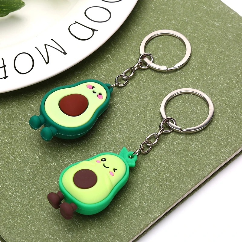 

1x Cute Simulated Fruit Avocado Keychain 3D Soft Resin Smiling Avocado Keychains