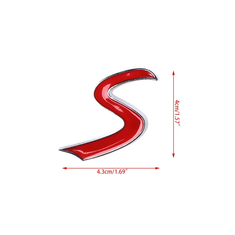 

K0AF Metal Red S Car Tail Emblem Badge Decal Sticker for bmw Mini Cooper