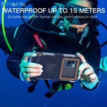 For POCO F3 Diving Case Professional 15M Depth Diving Phone Case for iPhone 11 12 XS 7 8 Plus 11 Pro Max Waterproof Cover чехол